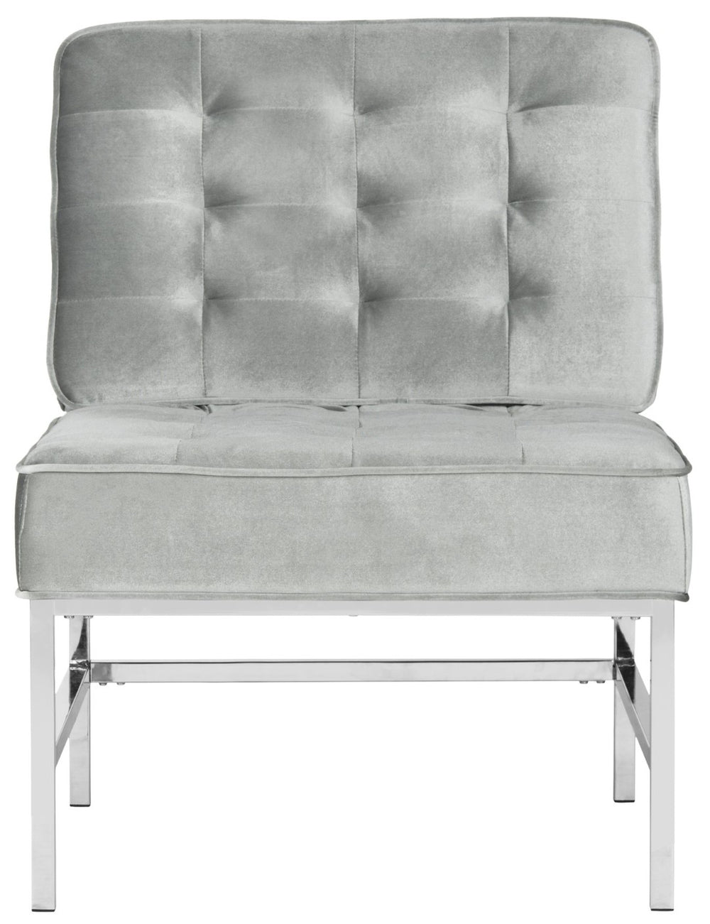 Safavieh Ansel Modern Tufted Linen Accent Chair With Chrome Legs - Stylish Seating For Living Spaces & Offices FOX6268C