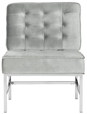 Safavieh Ansel Modern Tufted Linen Accent Chair With Chrome Legs - Stylish Seating For Living Spaces & Offices FOX6268C
