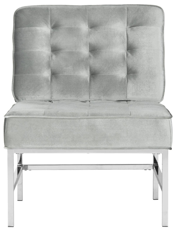 Safavieh Ansel Modern Tufted Linen Accent Chair With Chrome Legs - Stylish Seating For Living Spaces & Offices FOX6268C