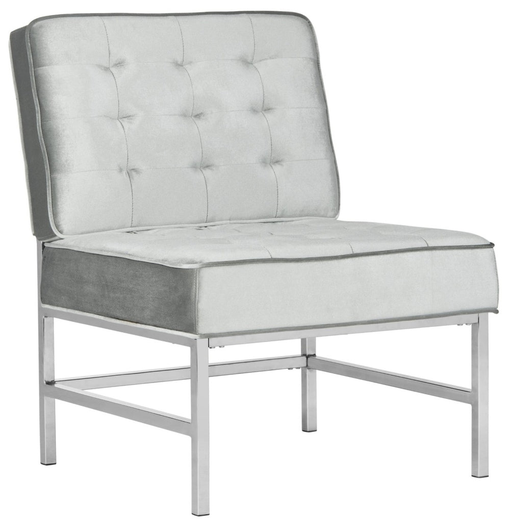 Safavieh Ansel Modern Tufted Linen Accent Chair With Chrome Legs - Stylish Seating For Living Spaces & Offices FOX6268C