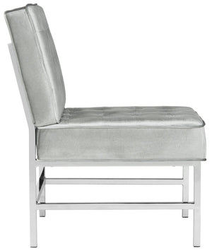 Safavieh Ansel Modern Tufted Linen Accent Chair With Chrome Legs - Stylish Seating For Living Spaces & Offices FOX6268C