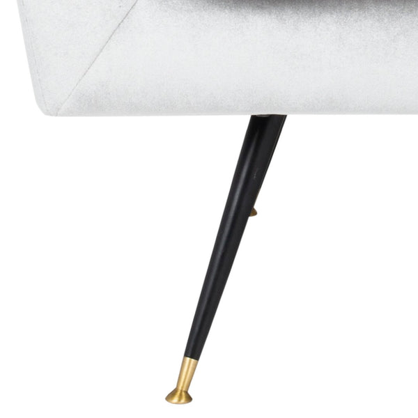 Safavieh Nynette Luxurious Light Grey Velvet Retro Mid-Century Accent Chair With Gold-Capped Legs FOX6270B