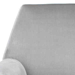 Safavieh Nynette Luxurious Light Grey Velvet Retro Mid-Century Accent Chair With Gold-Capped Legs FOX6270B