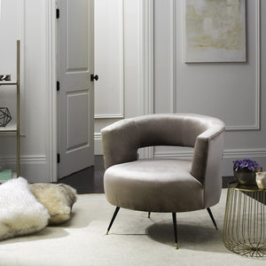 Safavieh Manet Mid Century Velvet Accent Chair With Gold-Capped Legs – Retro Glamour For Any Space FOX6272A