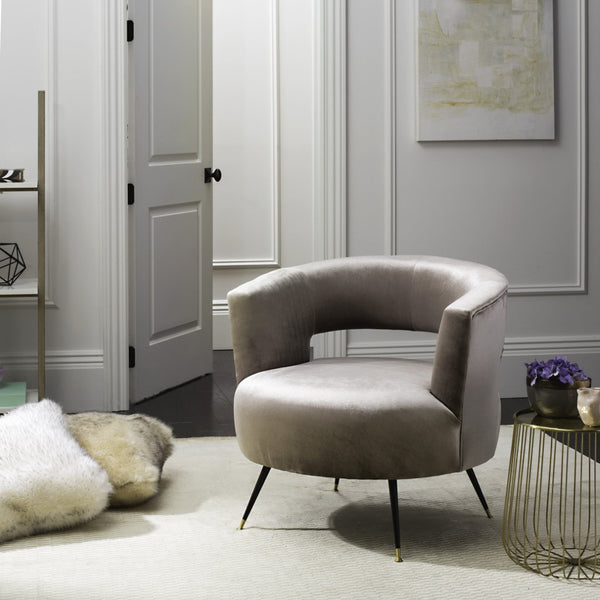 Safavieh Manet Mid Century Velvet Accent Chair With Gold-Capped Legs – Retro Glamour For Any Space FOX6272A