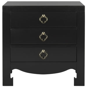 Safavieh Nero Modern 3-Drawer Nightstand With Elegant Curves, Brass Accents & Generous Storage Solution FOX6274A