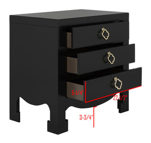 Safavieh Nero Modern 3-Drawer Nightstand With Elegant Curves, Brass Accents & Generous Storage Solution FOX6274A