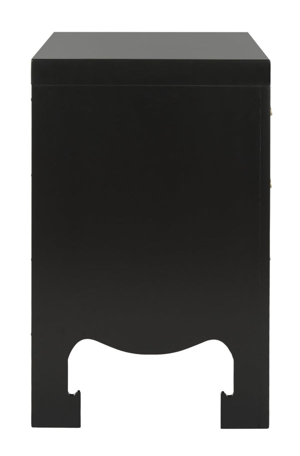 Safavieh Nero Modern 3-Drawer Nightstand With Elegant Curves, Brass Accents & Generous Storage Solution FOX6274A