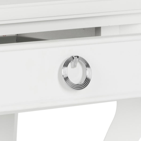 Safavieh Alaia Modern Nightstand With Elegant Curved Legs And Chic Silver Hardware For Timeless Bedroom Style White FOX6275A