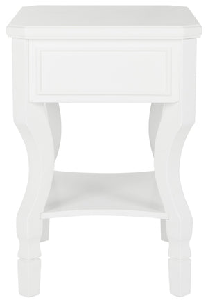 Safavieh Alaia Modern Nightstand With Elegant Curved Legs And Chic Silver Hardware For Timeless Bedroom Style White FOX6275A