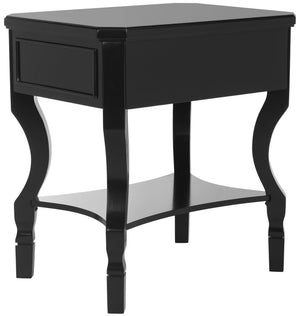 Safavieh Alaia Modern Nightstand With Elegant Curved Legs And Chic Silver Hardware For Timeless Bedroom Style Black FOX6275B