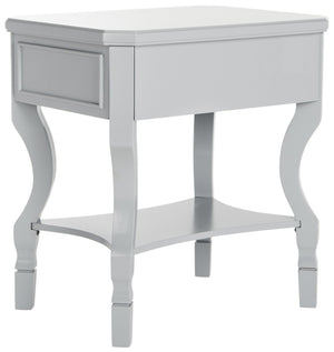 Safavieh Alaia Modern Nightstand With Elegant Curved Legs And Chic Silver Hardware For Timeless Bedroom Style Grey FOX6275C