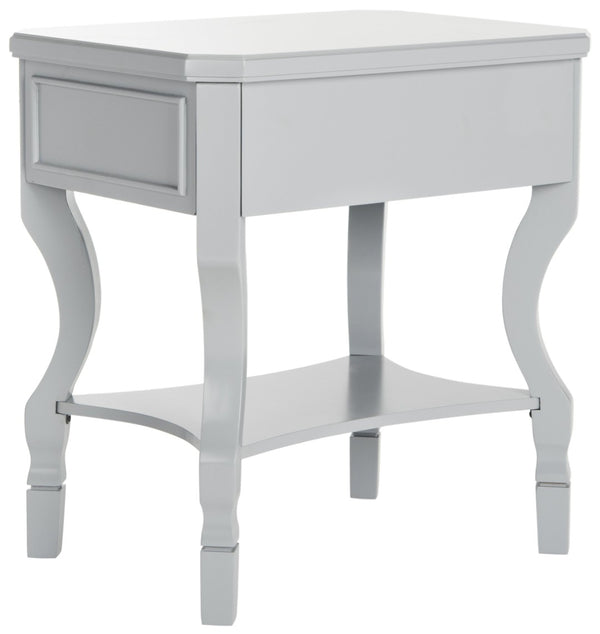 Safavieh Alaia Modern Nightstand With Elegant Curved Legs And Chic Silver Hardware For Timeless Bedroom Style Grey FOX6275C