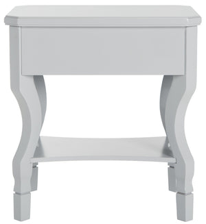 Safavieh Alaia Modern Nightstand With Elegant Curved Legs And Chic Silver Hardware For Timeless Bedroom Style Grey FOX6275C