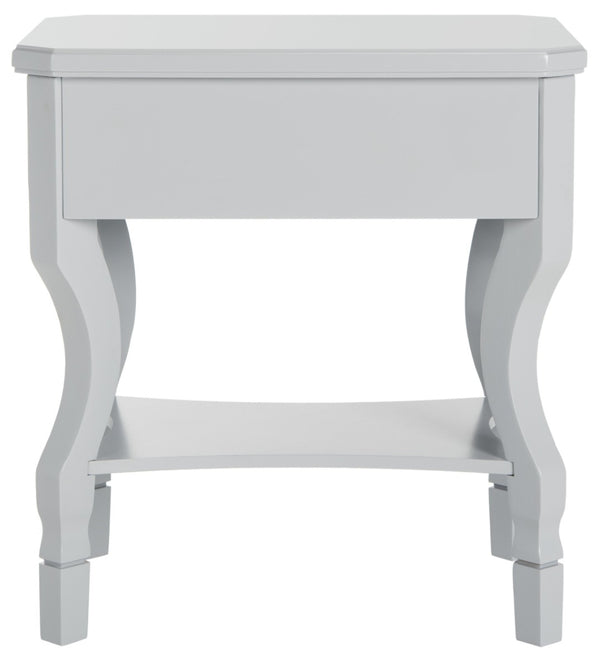 Safavieh Alaia Modern Nightstand With Elegant Curved Legs And Chic Silver Hardware For Timeless Bedroom Style Grey FOX6275C