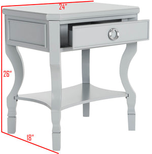 Safavieh Alaia Modern Nightstand With Elegant Curved Legs And Chic Silver Hardware For Timeless Bedroom Style Grey FOX6275C