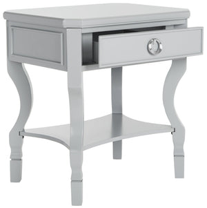 Safavieh Alaia Modern Nightstand With Elegant Curved Legs And Chic Silver Hardware For Timeless Bedroom Style Grey FOX6275C