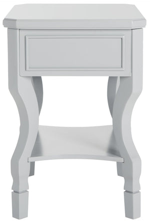Safavieh Alaia Modern Nightstand With Elegant Curved Legs And Chic Silver Hardware For Timeless Bedroom Style Grey FOX6275C