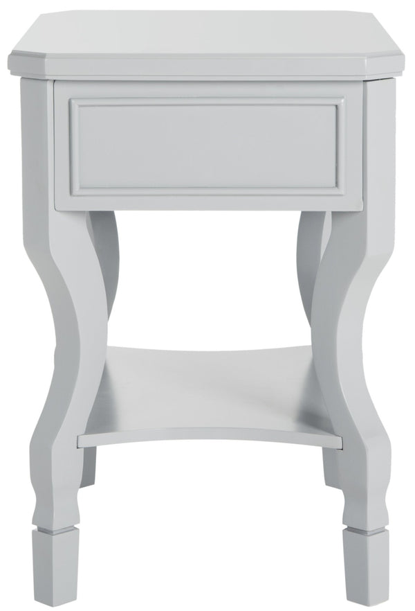 Safavieh Alaia Modern Nightstand With Elegant Curved Legs And Chic Silver Hardware For Timeless Bedroom Style Grey FOX6275C