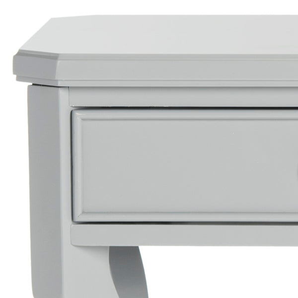 Safavieh Alaia Modern Nightstand With Elegant Curved Legs And Chic Silver Hardware For Timeless Bedroom Style Grey FOX6275C