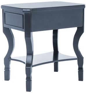 Safavieh Alaia Modern Nightstand With Elegant Curved Legs And Chic Silver Hardware For Timeless Bedroom Style Navy FOX6275D