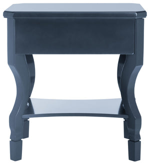 Safavieh Alaia Modern Nightstand With Elegant Curved Legs And Chic Silver Hardware For Timeless Bedroom Style Navy FOX6275D