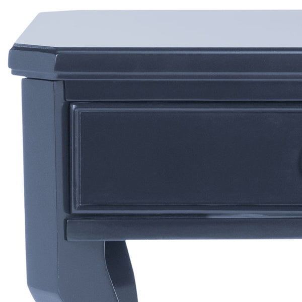 Safavieh Alaia Modern Nightstand With Elegant Curved Legs And Chic Silver Hardware For Timeless Bedroom Style Navy FOX6275D