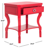 Safavieh Alaia One Drawer Night Stand  Red FOX6275E