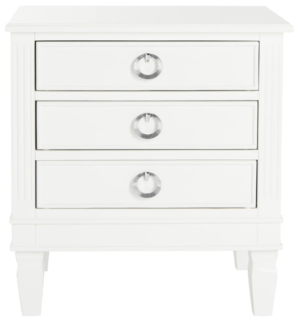 Safavieh Kira Elegant Three-Drawer Nightstand With French-Inspired Design For Chic And Functional Bedrooms White FOX6276A