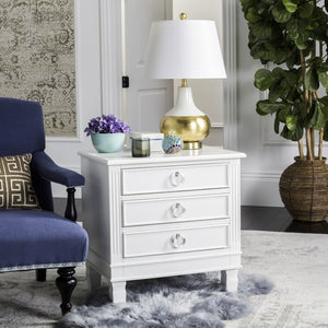 Safavieh Kira Elegant Three-Drawer Nightstand With French-Inspired Design For Chic And Functional Bedrooms White FOX6276A
