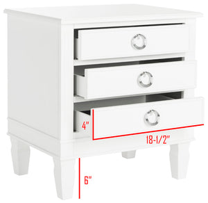 Safavieh Kira Elegant Three-Drawer Nightstand With French-Inspired Design For Chic And Functional Bedrooms White FOX6276A
