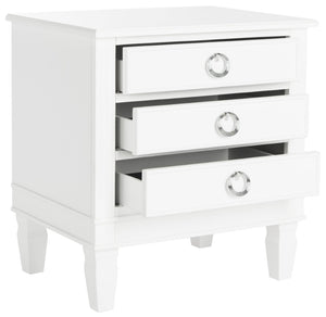 Safavieh Kira Elegant Three-Drawer Nightstand With French-Inspired Design For Chic And Functional Bedrooms White FOX6276A