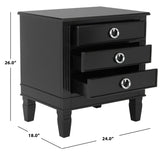 Safavieh Kira Three Drawer Night Stand Black FOX6276B