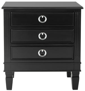Safavieh Kira Three Drawer Night Stand Black FOX6276B