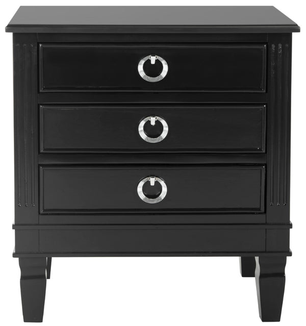 Safavieh Kira Three Drawer Night Stand Black FOX6276B