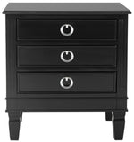 Safavieh Kira Three Drawer Night Stand Black FOX6276B