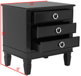 Safavieh Kira Three Drawer Night Stand Black FOX6276B