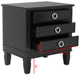 Safavieh Kira Three Drawer Night Stand Black FOX6276B