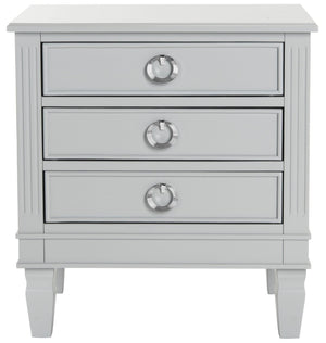 Safavieh Kira Elegant Three-Drawer Nightstand With French-Inspired Design For Chic And Functional Bedrooms Grey FOX6276C