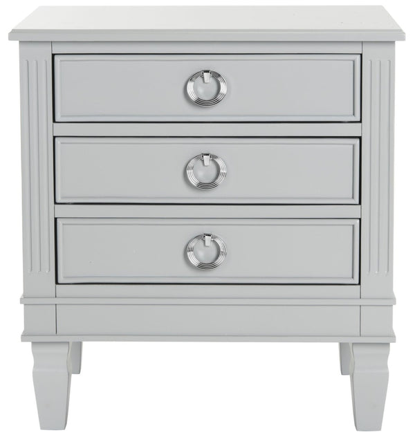 Safavieh Kira Elegant Three-Drawer Nightstand With French-Inspired Design For Chic And Functional Bedrooms Grey FOX6276C