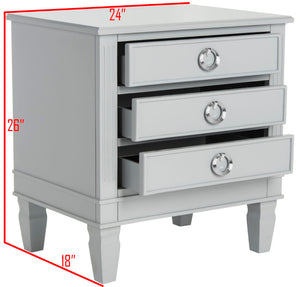 Safavieh Kira Elegant Three-Drawer Nightstand With French-Inspired Design For Chic And Functional Bedrooms Grey FOX6276C