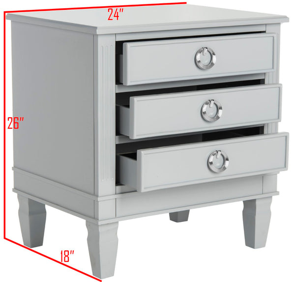 Safavieh Kira Elegant Three-Drawer Nightstand With French-Inspired Design For Chic And Functional Bedrooms Grey FOX6276C