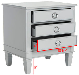 Safavieh Kira Elegant Three-Drawer Nightstand With French-Inspired Design For Chic And Functional Bedrooms Grey FOX6276C