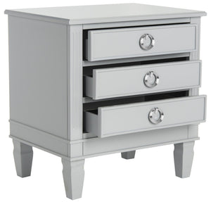 Safavieh Kira Elegant Three-Drawer Nightstand With French-Inspired Design For Chic And Functional Bedrooms Grey FOX6276C