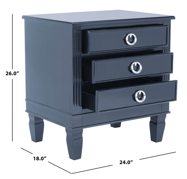 Safavieh Kira Three Drawer Night Stand Navy FOX6276D