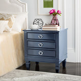 Safavieh Kira Three Drawer Night Stand Navy FOX6276D