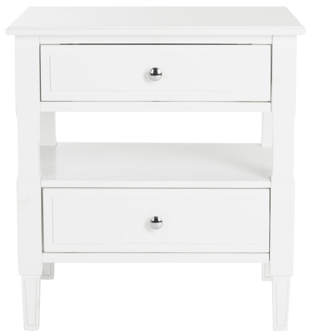 Safavieh Jenson Elegant Two-Drawer Nightstand With French Country Charm For Timeless Bedroom Style And Storage White FOX6277A