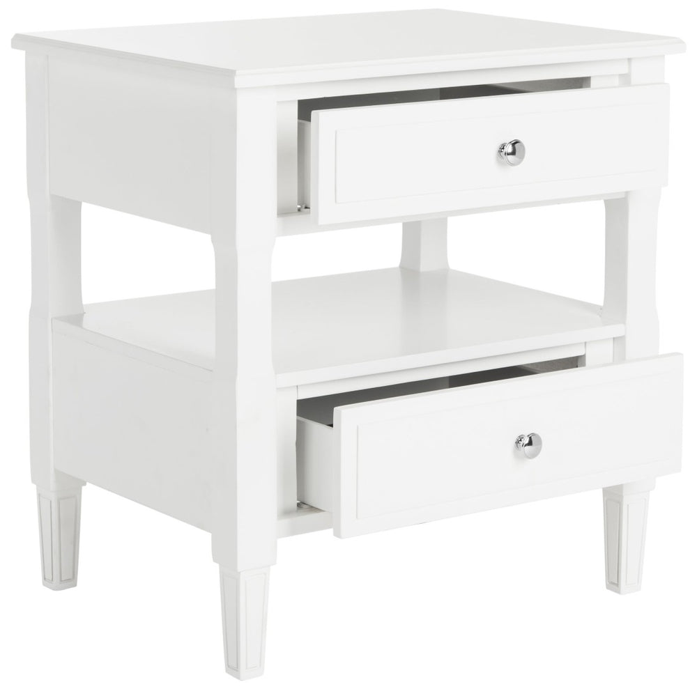 Safavieh Jenson Elegant Two-Drawer Nightstand With French Country Charm For Timeless Bedroom Style And Storage White FOX6277A