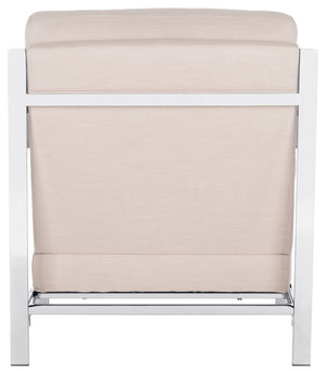 Safavieh Walden Modern Tufted Accent Chair In Beige Linen With Chrome Frame For Stylish Living Spaces FOX6279A