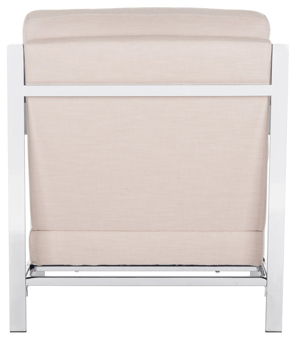 Safavieh Walden Modern Tufted Accent Chair In Beige Linen With Chrome Frame For Stylish Living Spaces FOX6279A